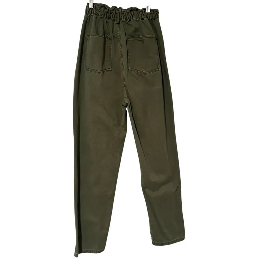 7 for all Man Kind Military Olive Green Cotton Paper bag‎ style Pants Sz 27 - Picture 4 of 10
